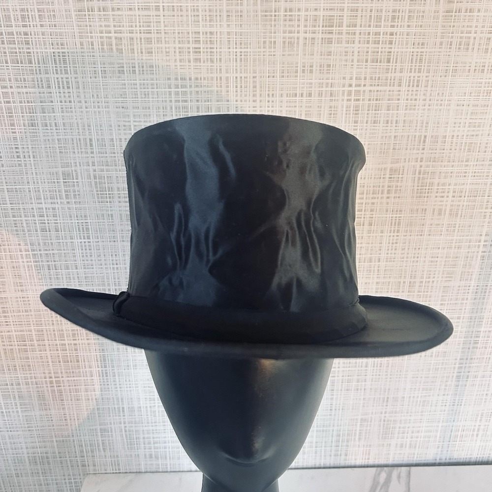 Vintage Antique Black Silk Top Hat Formal‎ Masonic Freemason Men's 7 1/8" USA